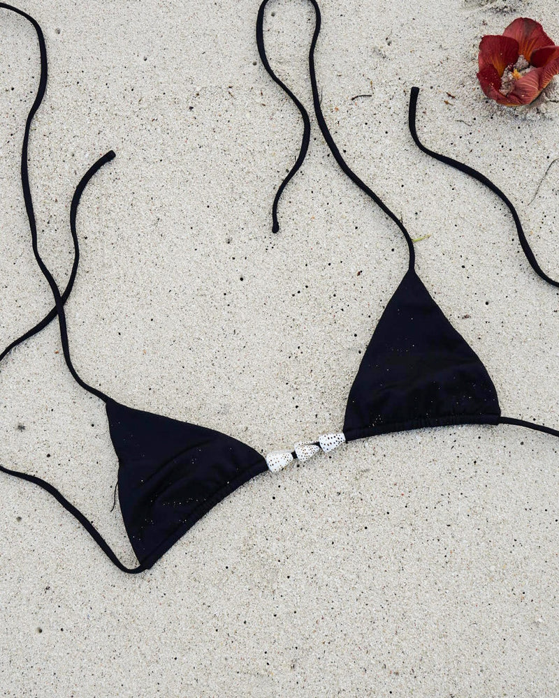 SPOTTED 3 CONES TRIANGLE TOP — BLACK S
