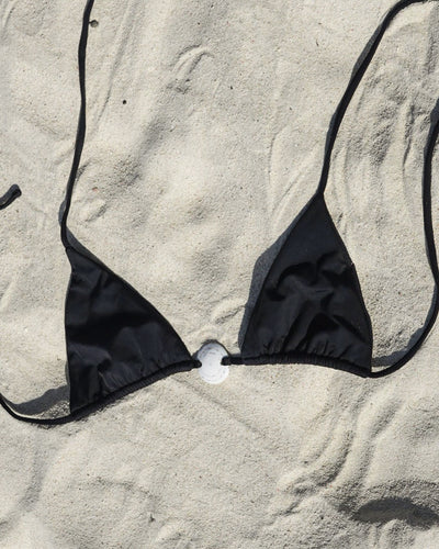 SPIRAL SHELL TRIANGLE TOP — BLACK S