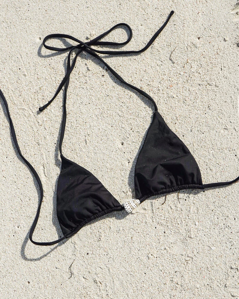 SPOTTED CONE TRIANGLE TOP — BLACK M